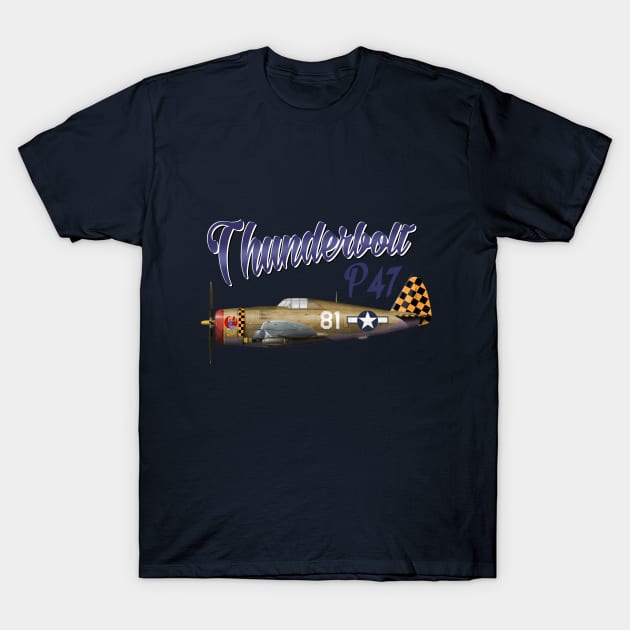 Thunderbolt P-47 Fighter T-Shirt by Spyinthesky